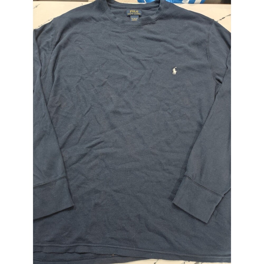 Polo Ralph Lauren Mens Thermal Shirt 3XL Blue Long Sleeve Waffle Knit Sleepwear